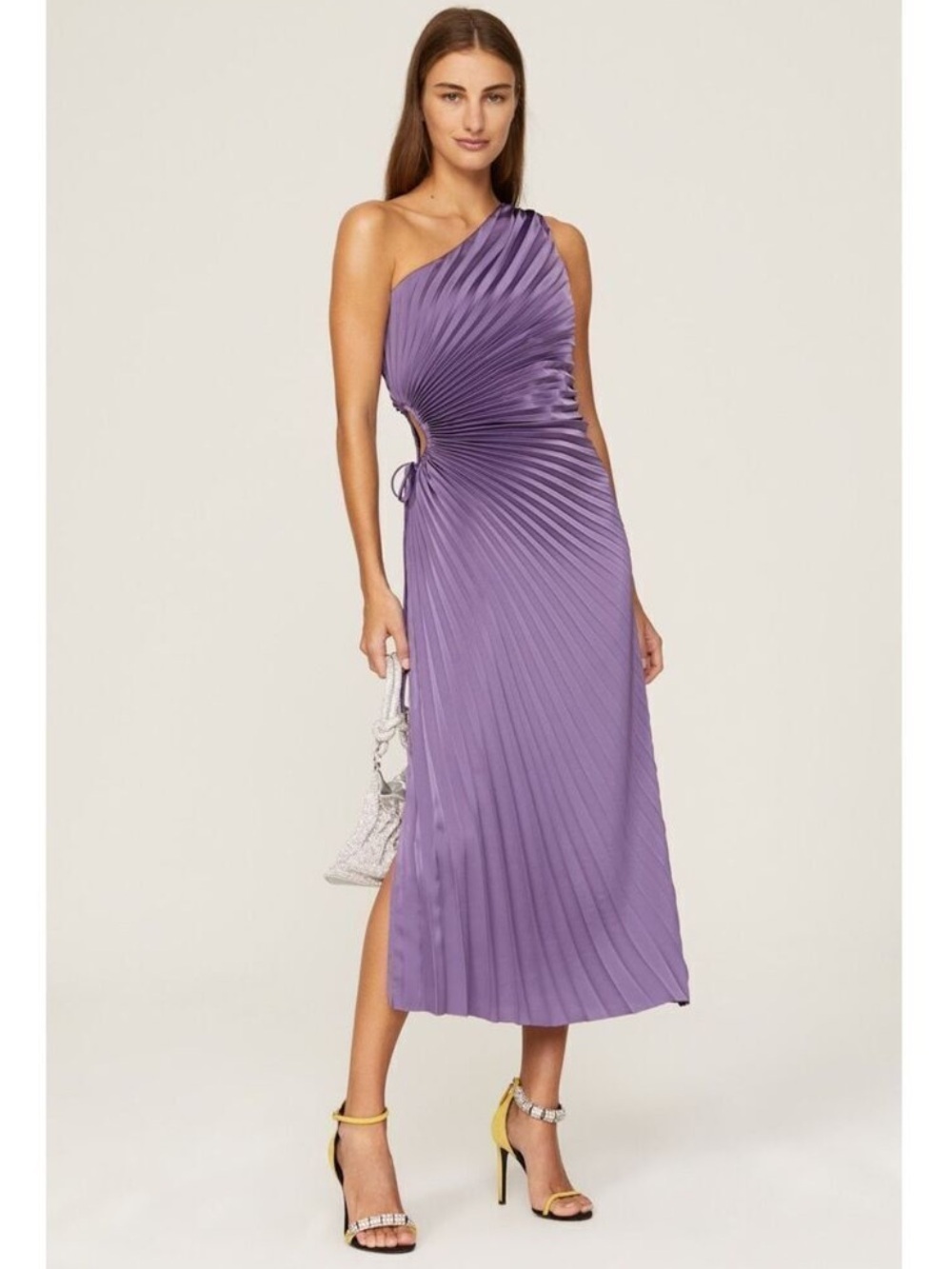 DELFI Collective Solie Pleated One Shoulder Dress Purple Size XS